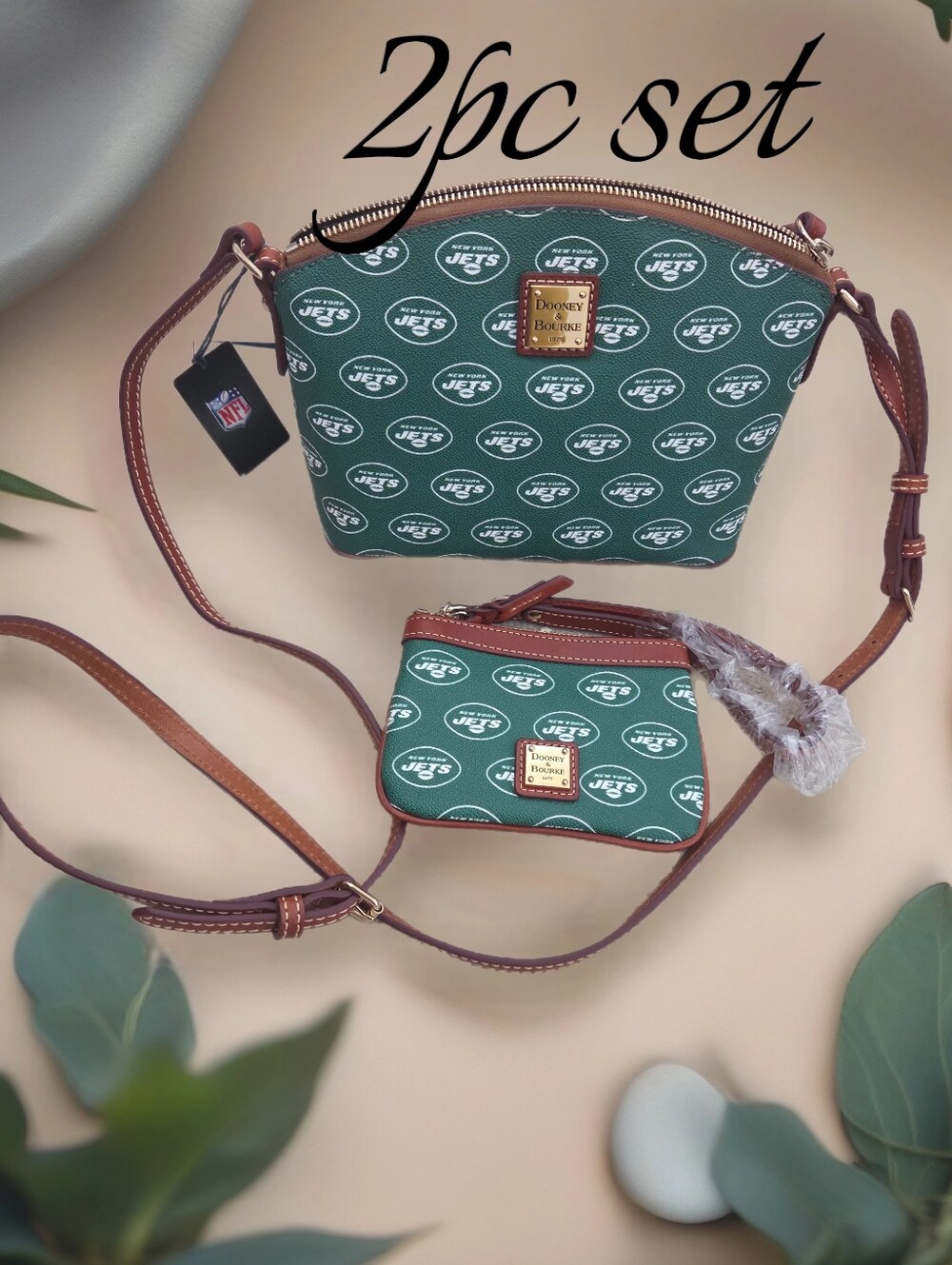 Dooney & Bourke New York Jets 2pc Set Crossbody Bags wristlet